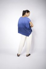 Blusa Feminina Em Malha Com Mangas Curtas - Azul - Imagem 4