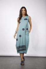 Vestido Feminino Em Malha Sem Manga - Azul