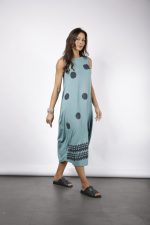 Vestido Feminino Em Malha Sem Manga - Azul - Imagem 4
