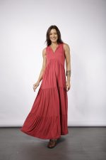 Vestido Babados Em Malha Sem Manga - Cereja