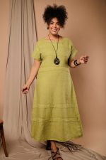 Vestido Feminino Linho Puro Com Manga Curta - Imagem 6