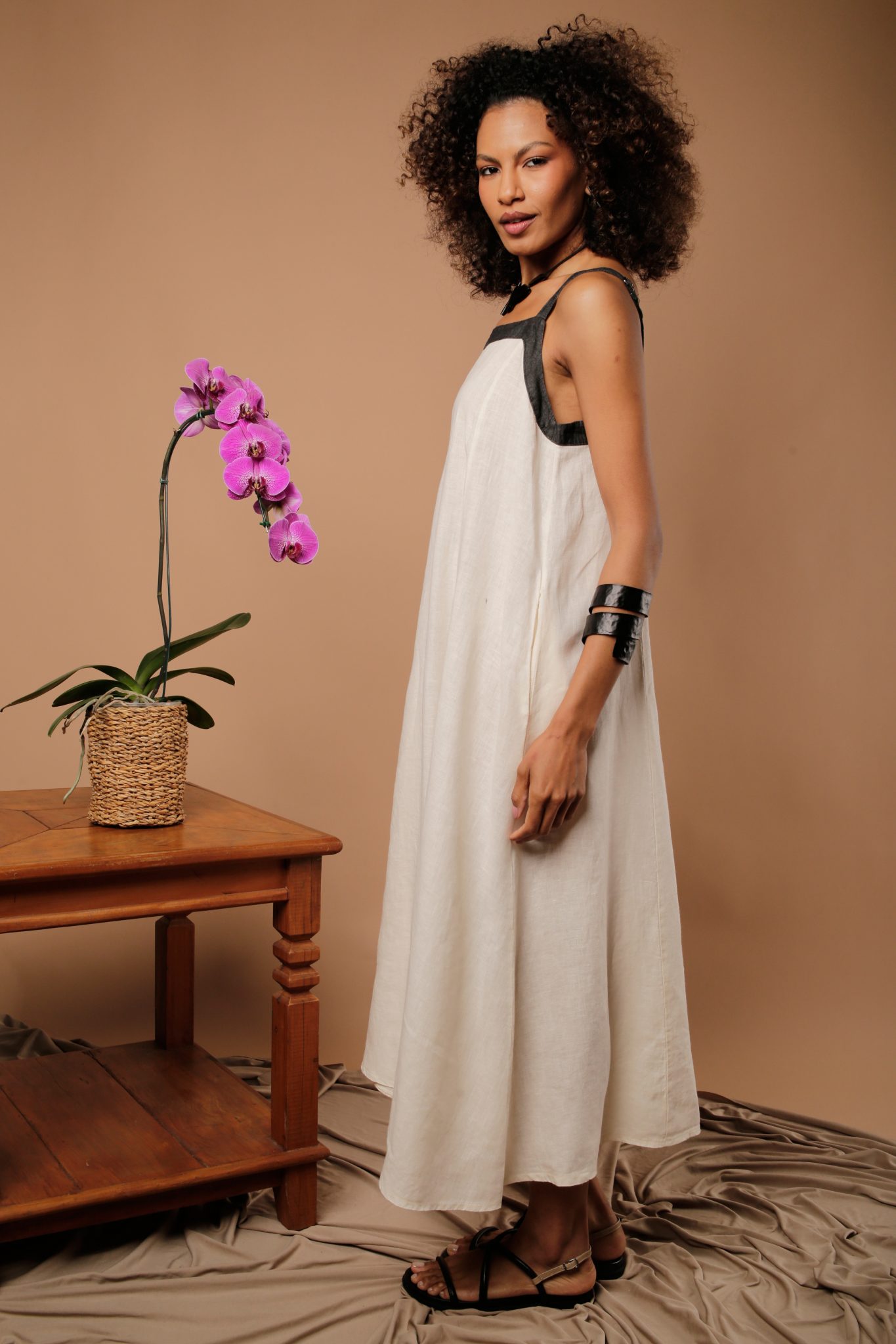 2 Vestido Feminino Linho Puro Alça - Imagem 2