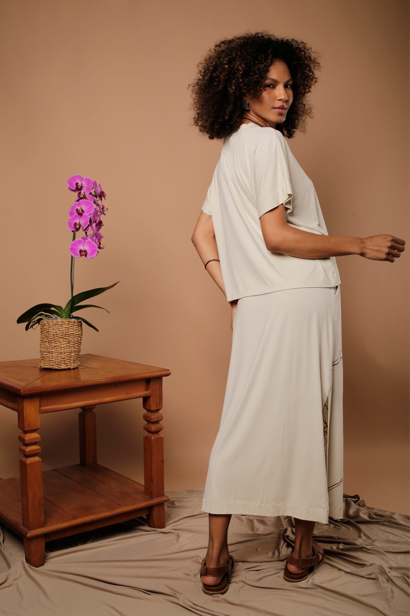 32 Conjunto Feminino Em Malha Estampado - Areia - Imagem 4