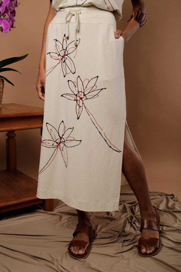Conjunto Feminino Em Malha Estampado - Areia - Imagem 3
