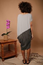 Vestido Feminino Em Malha Manga Curta - Cinza - Imagem 3