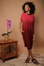 Vestido Feminino Em Malha Manga Curta - Cereja