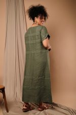 Vestido Feminino Linho Puro Com Manga Curta - Imagem 3