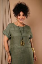 Vestido Feminino Linho Puro Com Manga Curta - Imagem 2