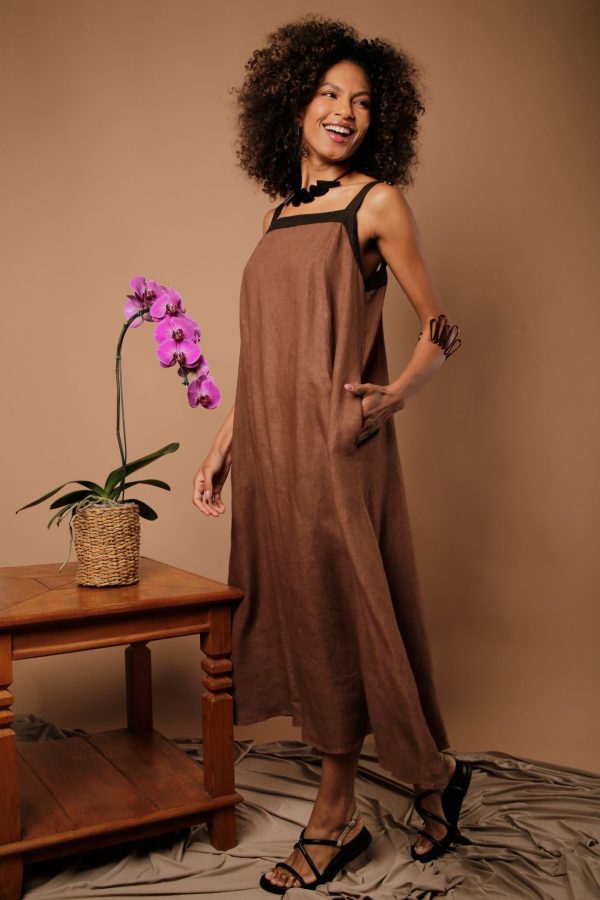 Vestido Feminino Linho Puro Alça - Imagem 6