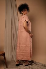 Vestido Feminino Linho Puro Com Manga Curta - Imagem 7