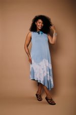 Vestido Feminino Em Malha Sem Manga - Azul Celeste