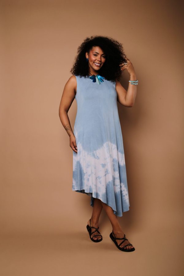 Vestido Feminino Em Malha Sem Manga - Azul Celeste - Imagem 1