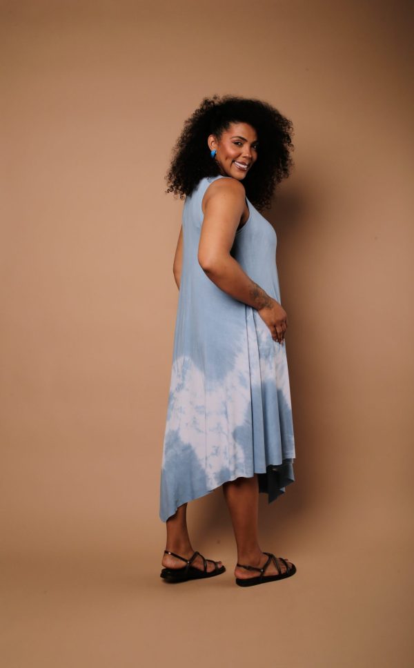 Vestido Feminino Em Malha Sem Manga - Azul Celeste - Imagem 3