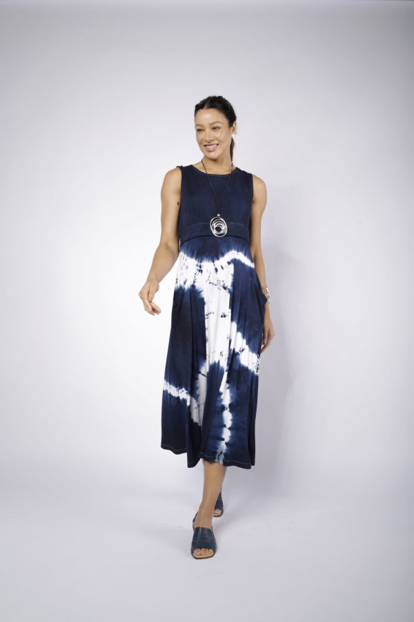 Vestido em Malha Estampado - Azul - Imagem 1