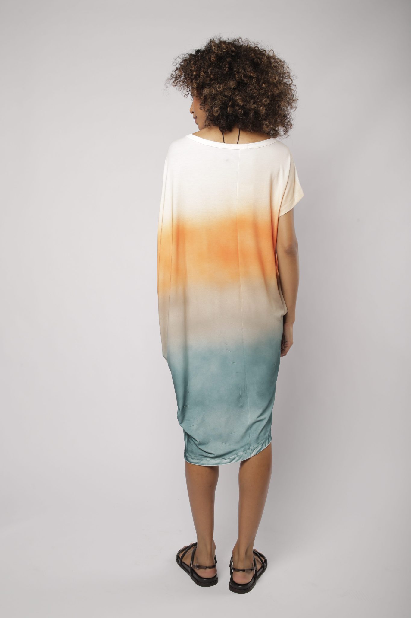 _D3_7235 Vestido Feminino Em Malha Manga Curta - Laranja - Imagem 4