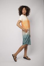 Vestido Feminino Em Malha Manga Curta - Laranja - Imagem 3