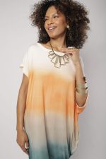 Vestido Feminino Em Malha Manga Curta - Laranja - Imagem 2