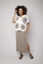 Conjunto Feminino Em Malha Estampado - Off