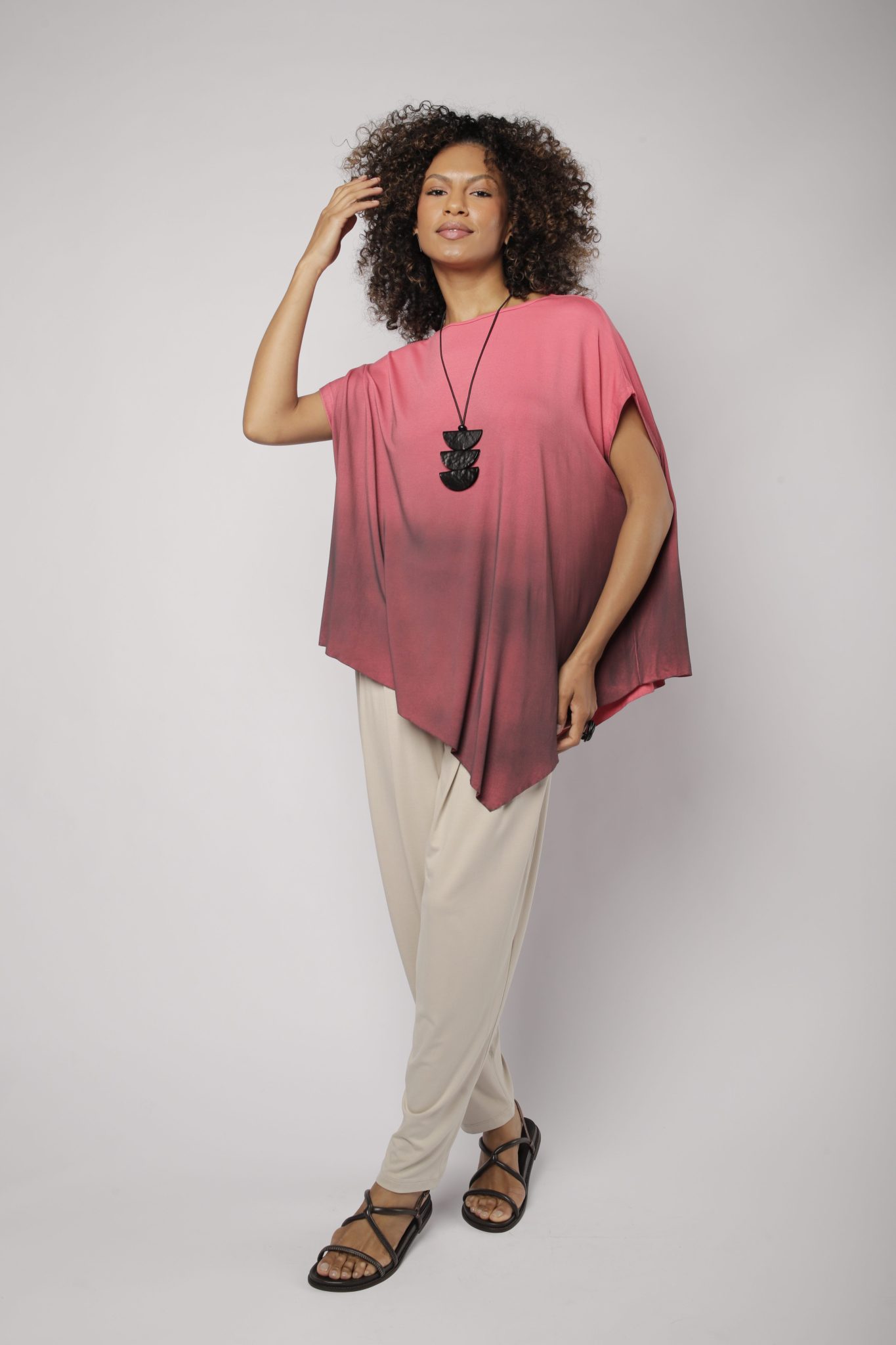 _D3_7368 Blusa Feminina Em Malha Gola Canoa - Rosa - Imagem 2
