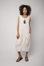 Vestido Feminino Linho Puro Malha Lateral - Imagem 5