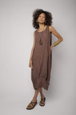 Vestido Feminino Linho Puro Malha Lateral - Imagem 8