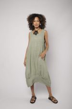 Vestido Feminino Linho Puro Malha Lateral - Imagem 9