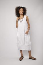 Vestido Feminino Linho Puro Malha Lateral - Imagem 10