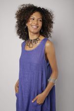 Vestido Feminino Linho Puro Malha Lateral - Imagem 2