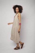 Vestido Feminino Linho Puro Malha Lateral - Imagem 7