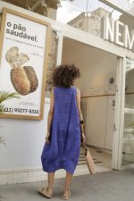 Vestido Feminino Linho Puro Malha Lateral - Imagem 4
