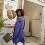 Vestido Feminino Linho Com Malha Lateral