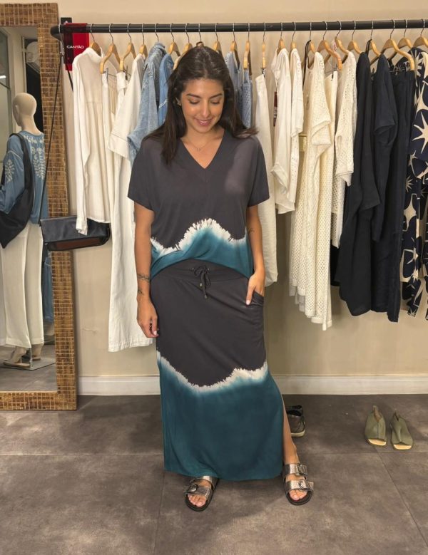 Conjunto Feminino em Malha Estampado - Chumbo - Imagem 1