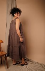 Vestido Feminino Linho Puro Sem Manga - Imagem 3