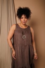 Vestido Feminino Linho Puro Sem Manga - Imagem 2