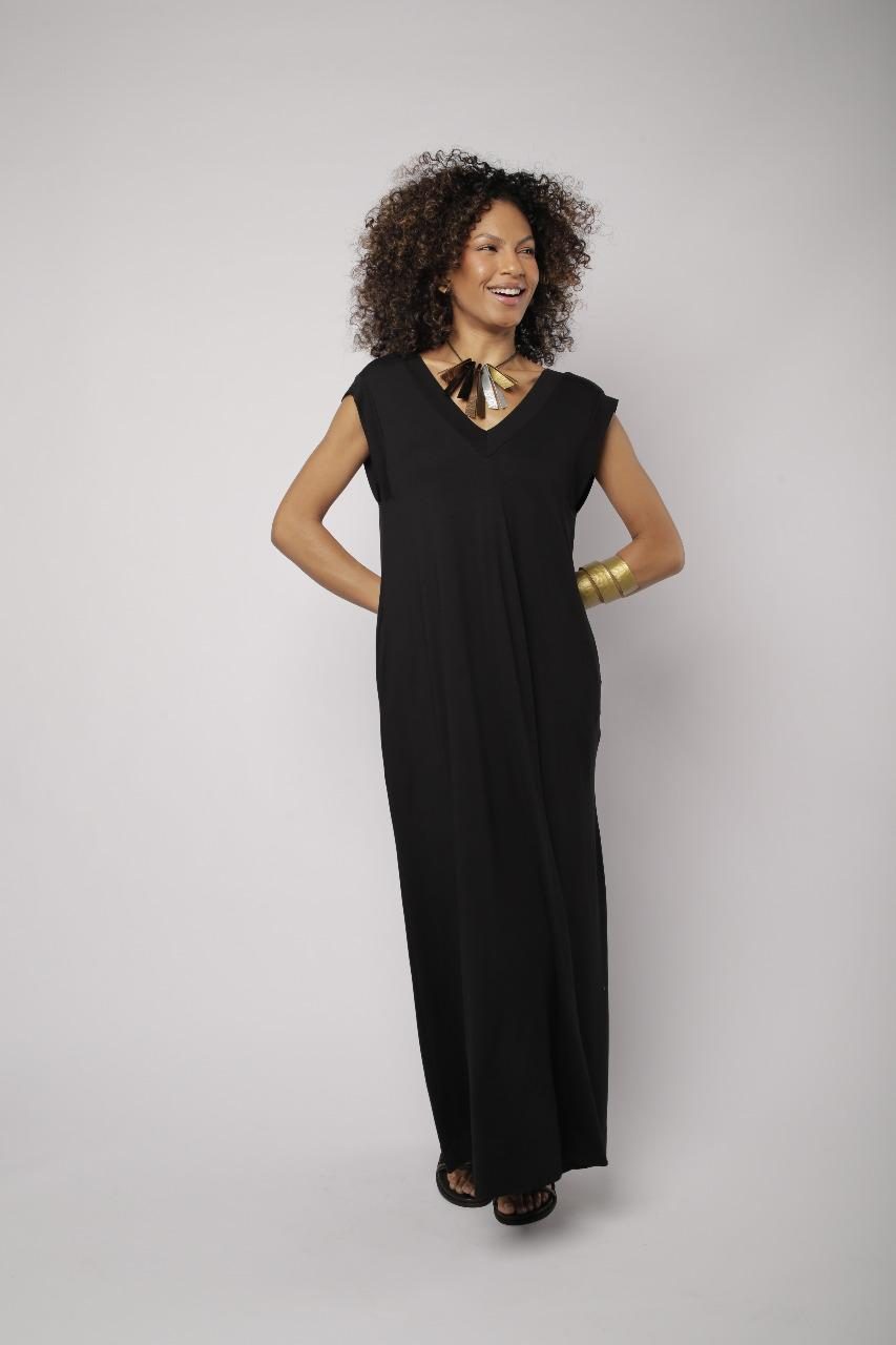 WhatsApp Image 2025-10-22 at 11.28.57 (2) Vestido Feminino Em Malha Com Bolsos - Preto - Imagem 1