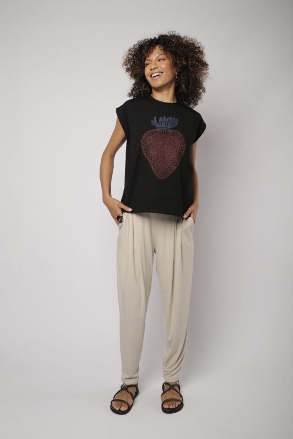 Blusa Feminina Em Malha Com Manga Curta - Preto - Imagem 2