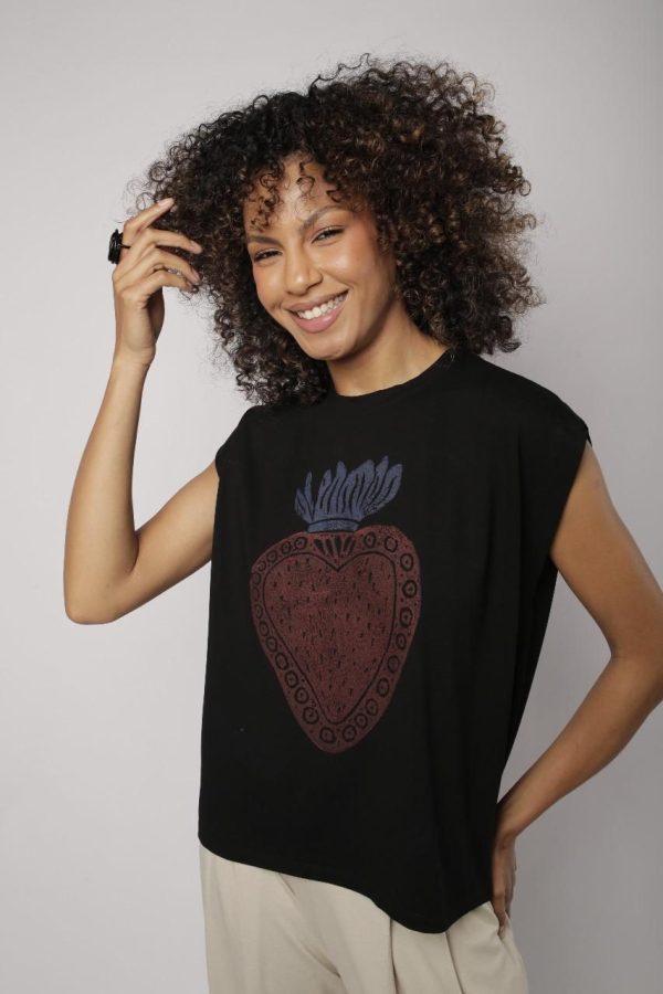 Blusa Feminina Em Malha Com Manga Curta - Preto - Imagem 1