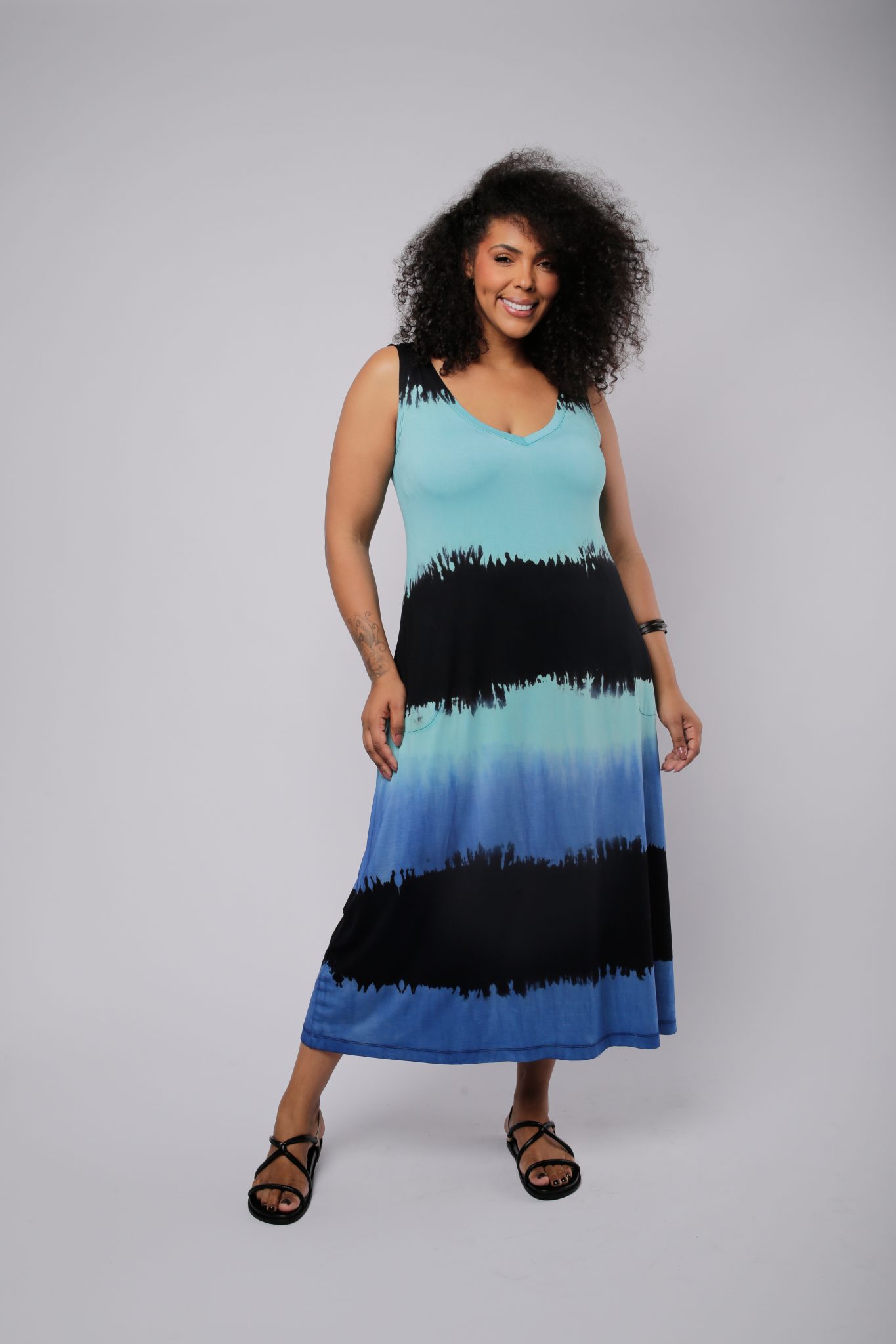 image00505 Vestido Em Malha Sem Manga - Preto - Imagem 1