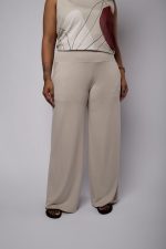 Conjunto Feminino Em Malha Sem Manga - Areia - Imagem 3