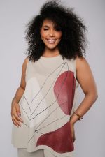 Conjunto Feminino Em Malha Sem Manga - Areia - Imagem 2