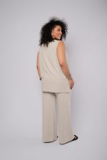 Conjunto Feminino Em Malha Sem Manga - Areia - Imagem 4