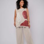 Conjunto Feminino Em Malha Sem Manga - Areia