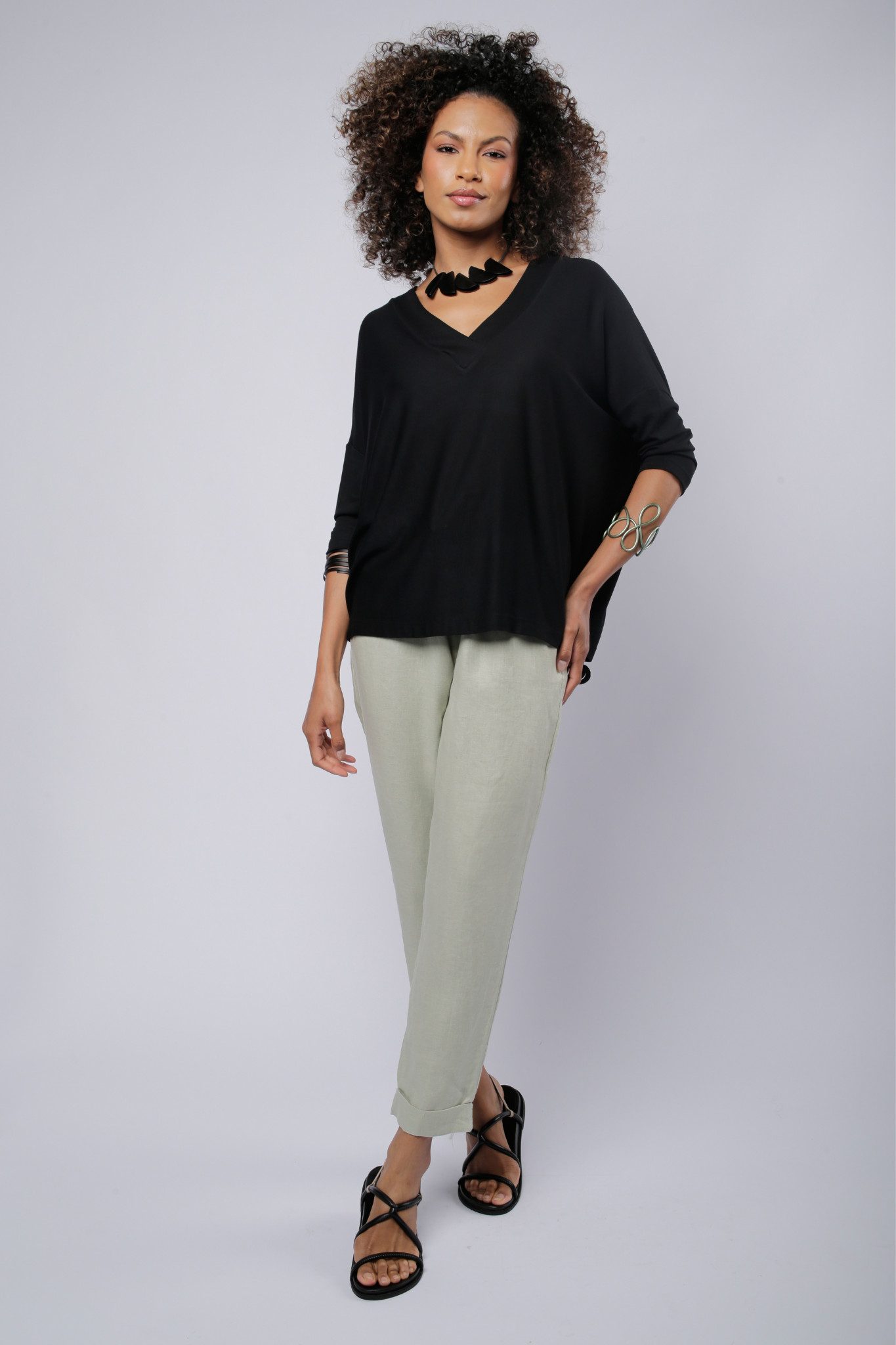 1 Calça Lola Feminina Em Linho Puro - Imagem 1