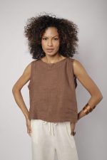 Regata Em Linho Puro Com Botão - Imagem 5