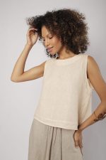 Regata Em Linho Puro Com Botão - Imagem 7