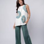 Conjunto Feminino Em Malha Sem Manga - Off