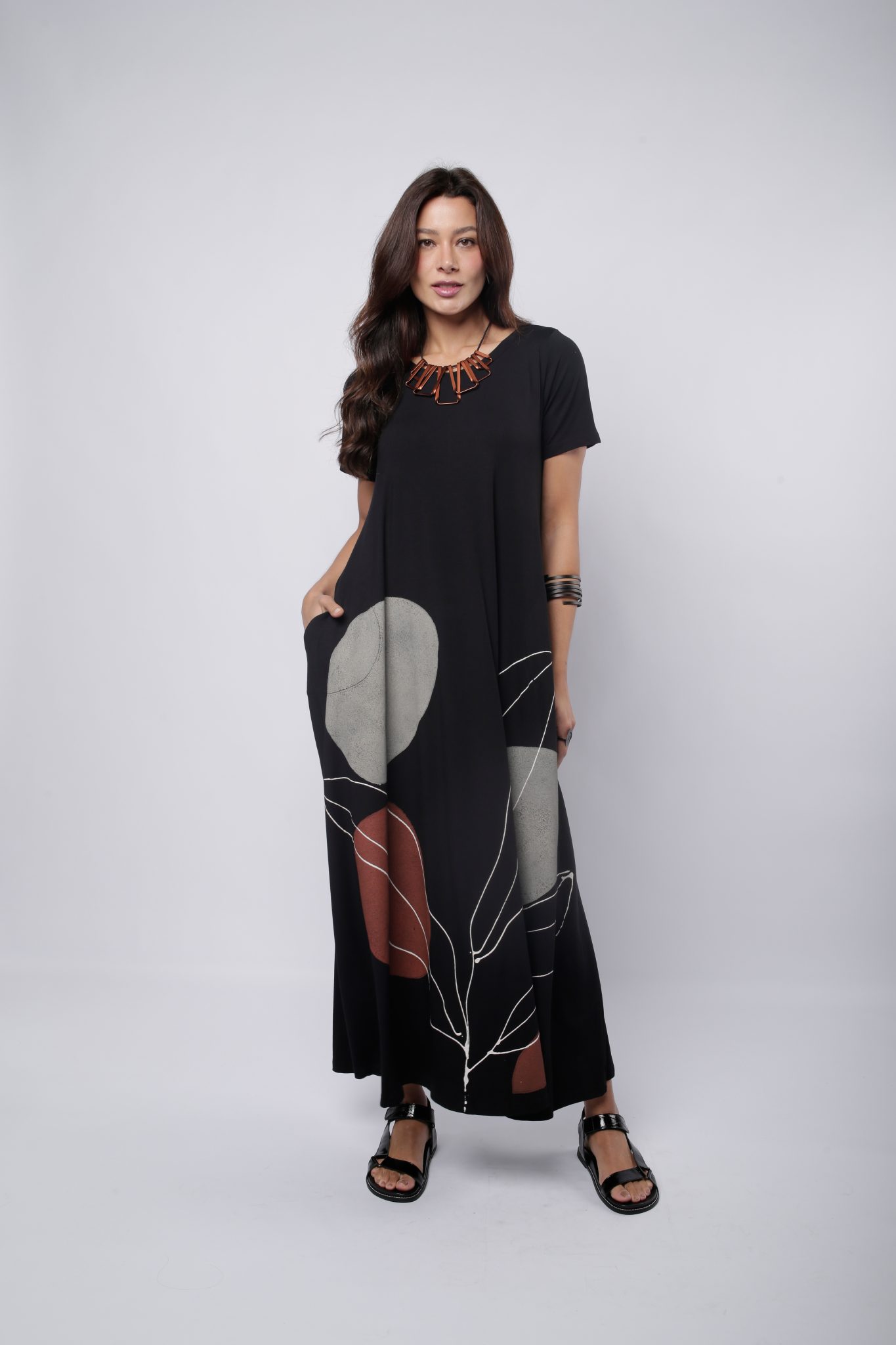 IMG_3863 Vestido Feminino Em Malha Com Mangas Curtas - Preto - Imagem 1