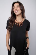 Vestido Feminino Em Malha Com Mangas Curtas - Preto - Imagem 2