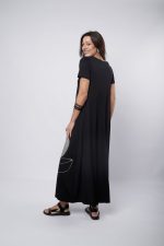 Vestido Feminino Em Malha Com Mangas Curtas - Preto - Imagem 3