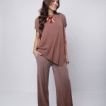 Conjunto Feminino Em Malha Sem Manga - Marrom